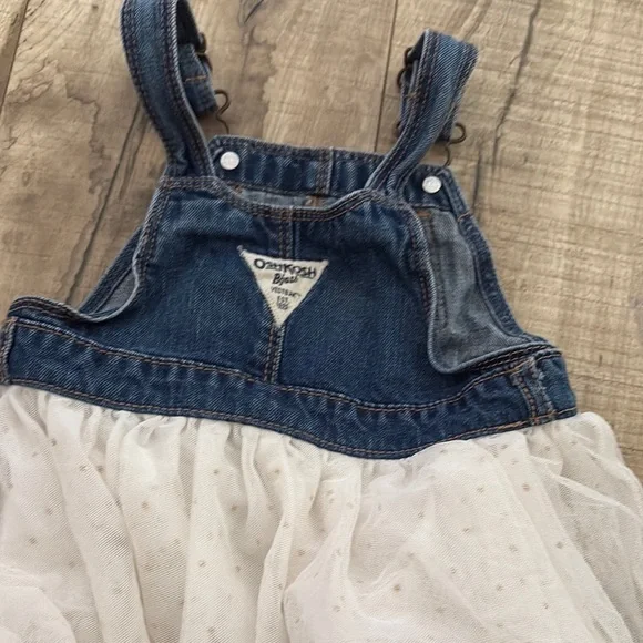 OshKosh B'gosh Blue Denim Dress with Cream Tulle 18 month - Picture 4 of 6